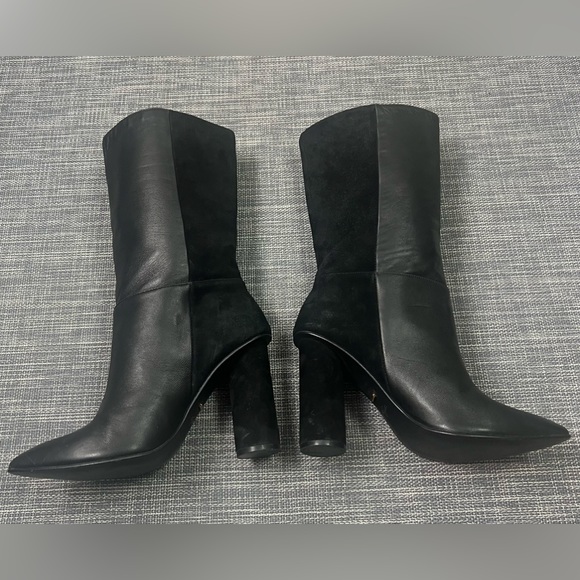 The 42 Gold Kolby Black Leather Pointed-Toe Boots - Picture 3 of 12